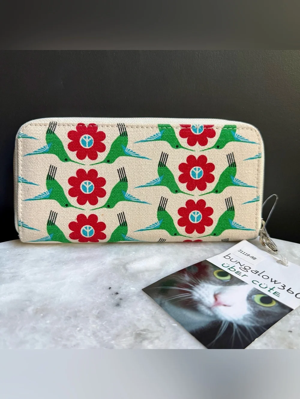 NWT Bungalow 360 Hummingbird Zip Around Canvas Wallet - Eco Friendly